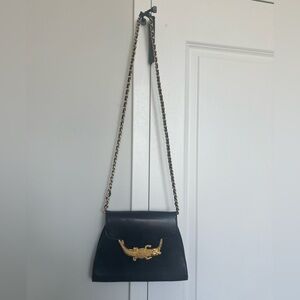 Vintage Crocodile Gold Clasp Crossbody Bag